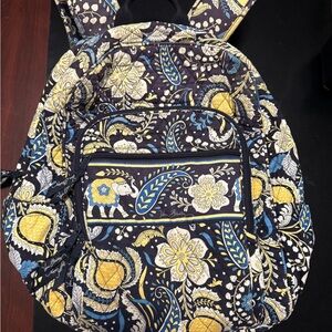 Vera Bradley Floral Paisley Backpack - Yellow, Blue & Cream